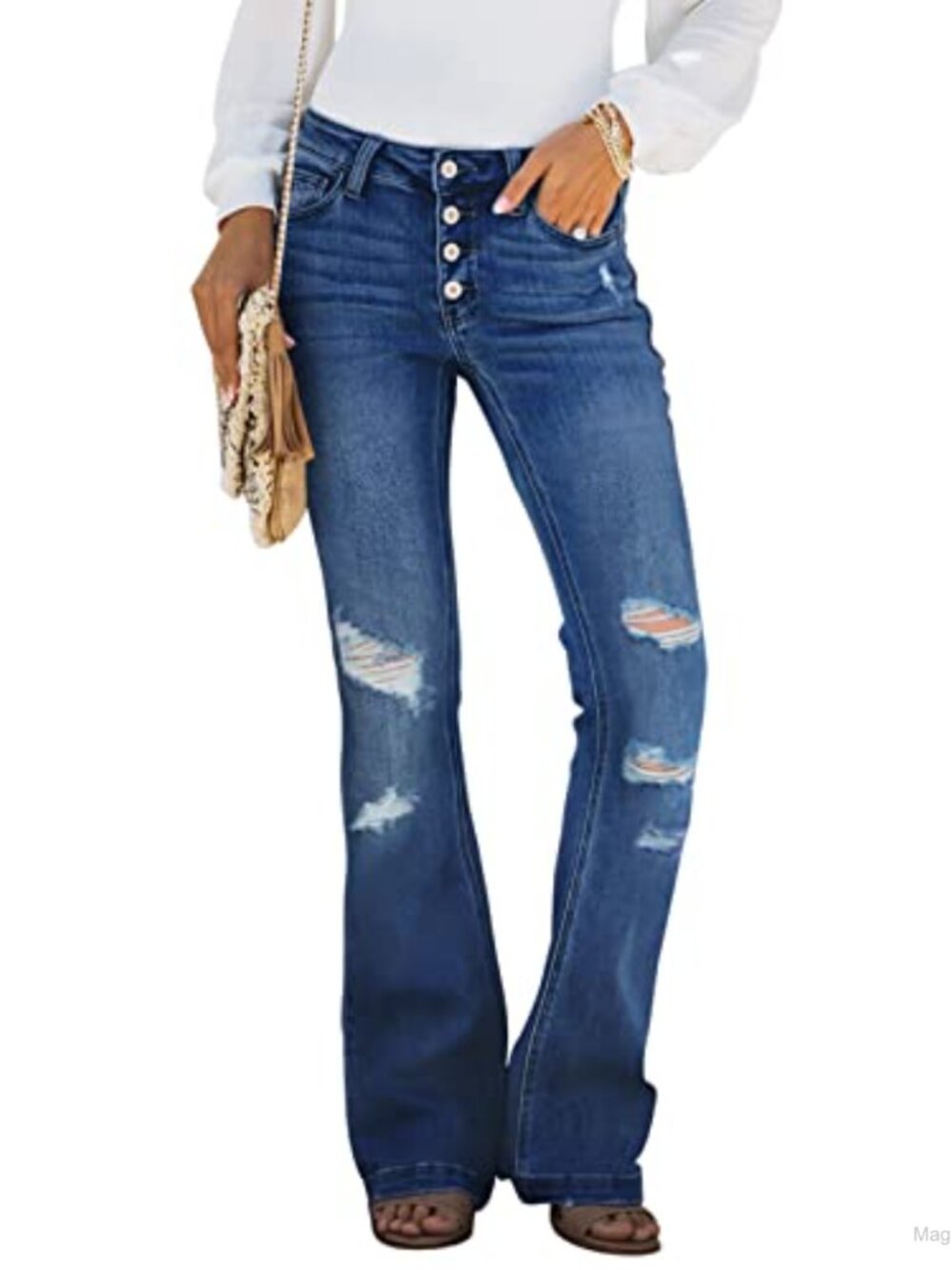 High Waisted Bell Bottom Bootcut Jeans Flared Wide Leg Denim Pants